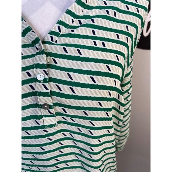Sunday in Brooklyn MP Striped Green & White Blouse With Button Detail - Picture 4 of 6